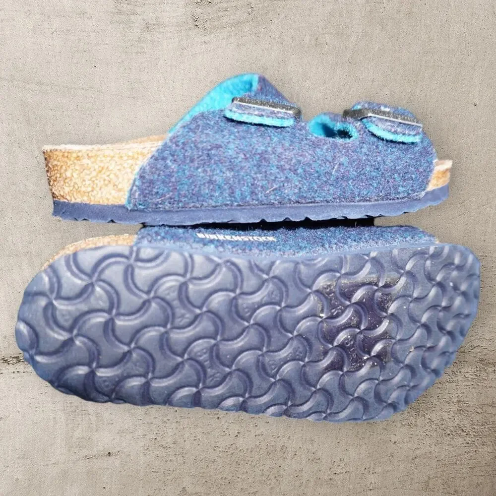 Birkenstock Arizona Kids Wool Felt Sandals Blue Teal EU 27 US 9 Double Strap